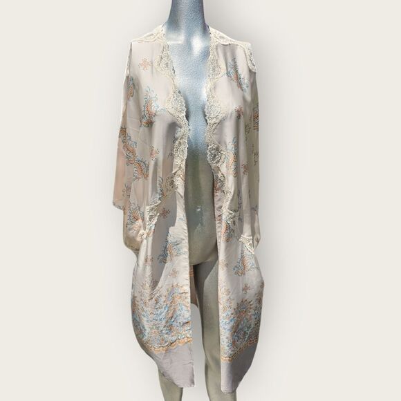 Victoria Secret Creamy Neutral Open Satin Robe Medium Large - Picture 7 of 7